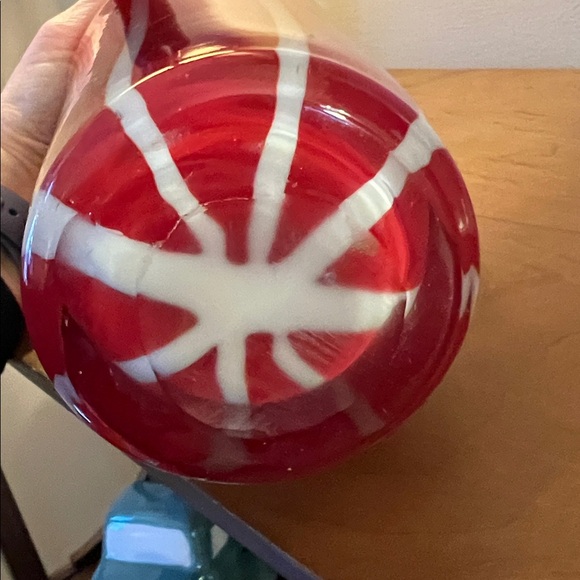 Vintage Red and White Striped Art Glass Vase - Picture 6 of 7
